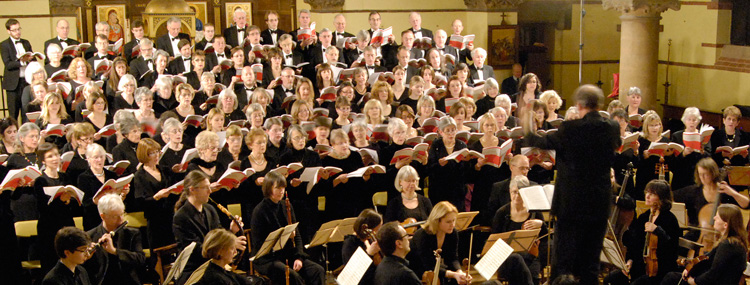Summertown Choral Society singing in a concert with a large, period orchestra.